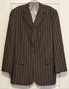 Jean Paul Herren Exklusiver Italienischer Sport Mantel Anzug Jacke Braun Nadelstreifen 40L - Bild 1 von 7