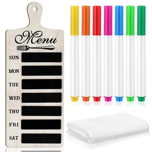 Weekly Menu Board Kitchen 16.5 x 6.3 Inches Wood Menu Planner Board with 7 Ma... - Picture 1 of 6