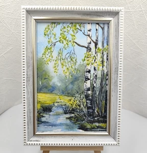 Quadro acquerello fiore originale 4x6in primavera paesaggio ARTE, decorazione arte parete. - Foto 1 di 9
