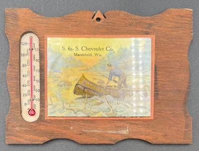 Vintage S & S Chevrolet Marshfield WI Advertising Thermometer, Western Theme - Image 1 of 4