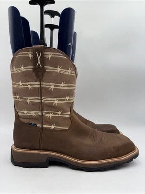 Twisted X Men's Brown Top W/Barbed Wire Cellstretch Leather Comp Toe Size 14 D - Image 1 of 4