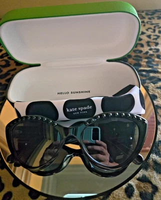 Kate Spade Black Sunglasses JUNI / S PEARL 80790  100% Authentic 55 18 140 FRAME - image 1 of 4