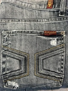 Men’s Jeans 7 For All Mankind Relaxed 31x29 Distressed Paint Spot Design EUC - Picture 1 of 5