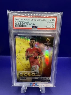 2020 Topps  Stadium Club Chrome UEFA Amad Diallo RC Glimpses of Gold PSA10 - Image 1 of 2