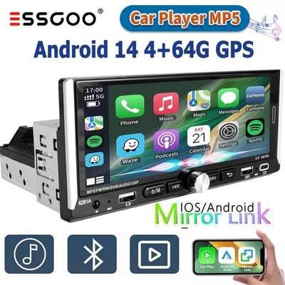 Autoradio 1 DIN Carplay Android 14 4+64G GPS NAVI BT RDS FM WIFI IPS Bildschirm - Bild 1 von 4