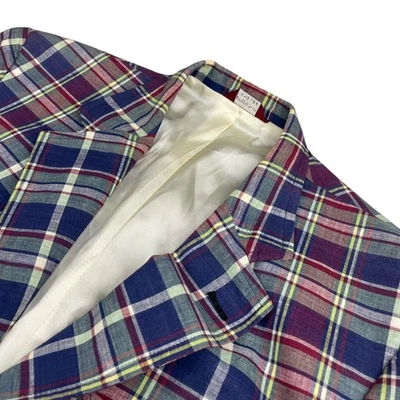 Blazer Jos A Bank Hombre Ligero 2 Botones Azul/Rojo Madrás Cuadros • EE. UU. • 46R Foto 1 de 4