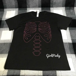 VS PINK HALLOWEEN CAMPUS TEE WITH CARMINE ROSE BLING SKELETON LOGO ALL SIZES - Picture 1 of 11