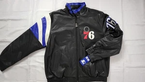 NEW STARTER MEN'S PHILA 76ERS FULL ZIP 100% GENUINE LEATHER JACKET SIZE XL - Picture 1 of 4