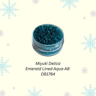 Miyuki 11/0 Delica Seed Beads DB1764 Emerald Lined Aqua AB 5 Grams - Image 1 of 2