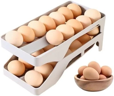Soporte para huevos para nevera, dispensador automático de huevos enrollables para organizador de refrigerador Foto 1 de 4