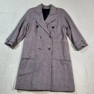 Abrigo Pendleton Vintage Mujer Grande Azul Lana Doble Pecho Años 70 Hecho a Mano Foto 1 de 4