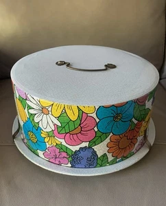 Vintage 70er Jahre Ballonoff Blech Kuchenhalter Nehmer Retro Flower Power - Bild 1 von 22