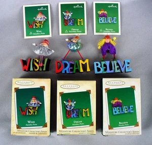HALLMARK KEEPSAKE MINIATURE ORNAMENTS PAINTBOX PIXIES 2002-04 WISH DREAM BELIEVE - Picture 1 of 8
