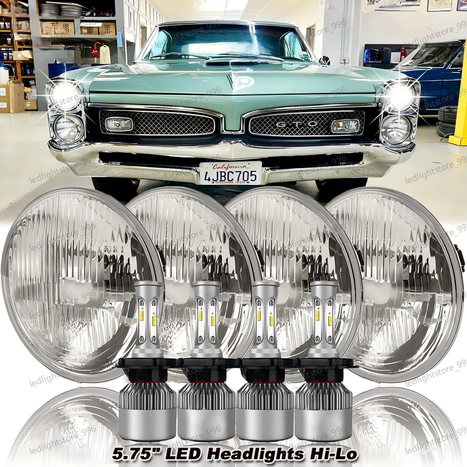 4PCS 5.75" 5 3/4" LED Headlights HI/LO Beam for Pontiac GTO Grand Prix Firebird - Image 1 of 4