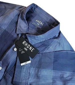 Camicia uomo pendolare Rodano abbottonata leggera grande blu PLAID VESTIBILITÀ CLASSICA - Foto 1 di 12