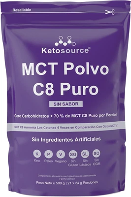MCT Polvo C8 Puro | Aumenta Las Cetonas 4 Veces Frente a Otros MCT | 0 G De Carb - Imagen 1 de 4