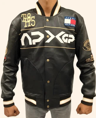 Chaqueta universitaria de cuero negra F1 Movie Damson Idris - Imagen 1 de 4