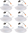 5 and 6 Inch Integrated LED Recessed Ceiling Light Retrofit Trim White Pack of 6