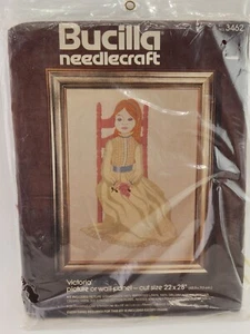 Bucilla Needlecraft Victoria Girl in Chair Roses Crewel Embroidery Kit Wall - Picture 1 of 2