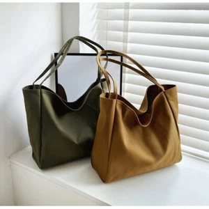 Two-sided Canvas Bag Solid Color Tote Bag Fashion Shopper Bag Female - Picture 1 of 16