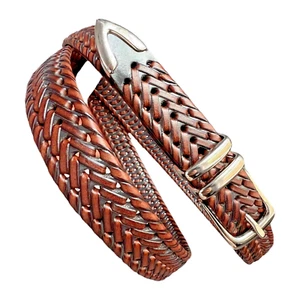 Cinturón de cuero trenzado Perry Ellis Portfolio para hombre talla 52 en 130 cm - Imagen 1 de 7