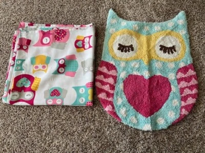 Lote de cortinas de ducha de tela Circo Owl Bird 72 x 72 y alfombrilla de baño objetivo de baño para niños Foto 1 de 4