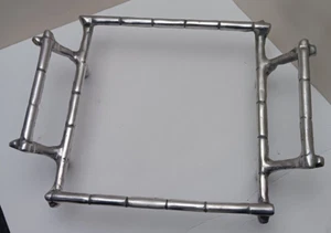 Vintage Handmade Silver Plated Faux Bamboo Hot Plate / Serving Tray Stand 8x8 - Picture 1 of 13