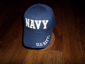 U.S NAVY BLUE HAT CAP 3D NAVY ON FRONT U.S NAVY EMBROIDERED ON BILL AND BACK - Picture 1 of 7