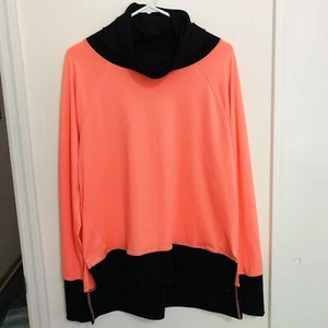 VSX Victorias Secret Sz M Black Coral long sleeve active wear funnel neck Top - Picture 1 of 13