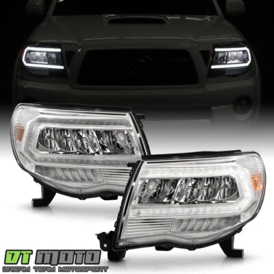 For 2005-2011 Toyota Tacoma Upgrade Chrome Full LED Headlights w/ Greeting Light - Image 1 of 4