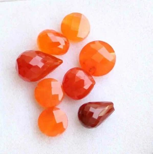 23.90 Carat Old Mine CARNELIAN Faceted Full Teardrop Beads Cut - Bild 1 von 2