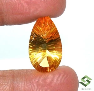 Natural Citrine Pear Concave Cut 24x31 mm 15.99 CTS Loose Certified Gemstone - Picture 1 of 7