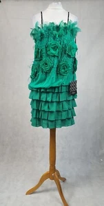 Carla Ruiz Blouson Bandeau Dress Green Size 8-10 BOX1 SS 04 - Picture 1 of 8