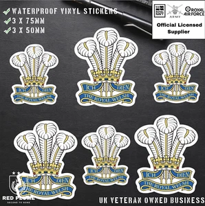 6 x The Royal Welsh Vinyl Stickers - 3x 75mm, 3x 50mm - Picture 1 of 5