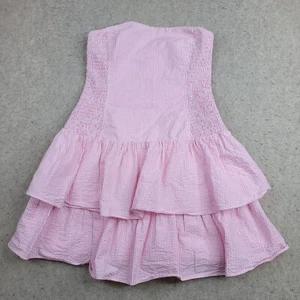 Lilly Pulitzer Pink Seersucker Strapless Dress Girls Large Ruffle Layer - Picture 1 of 7