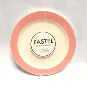 DISPOSABLE PLASTIC SIDE PLATES 7.5" Glare Coral and Ivory (2 packs) - Picture 1 of 3