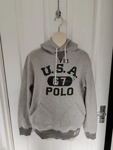 Polo Ralph Lauren Hoodie Mens small Grey USA 67 Sailing Spell Out RL Pullover - Picture 1 of 14