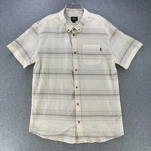 Oneill Mens XL X-Large Button Down Camisa Standard Fit Geometric Striped Beige - Picture 1 of 9