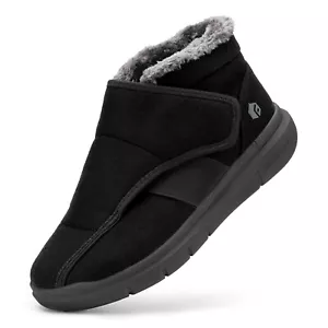 FitVille Women's Diabetic Shoes Warm Slip-on Winter Boots for Swollen Feet Black - Picture 1 of 15
