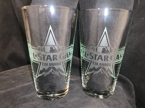 2021 MLB ALL STAR GAME COLORADO ROCKIES COORS FIELD ETCHED 2 PINT GLASSES NEW Cover