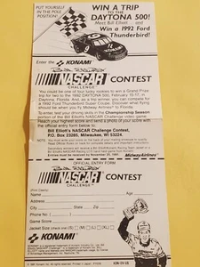 Bill Elliott's Nascar Challenge Contest Nintendo NES 1991 Entry Form KON-EV-US - Picture 1 of 2