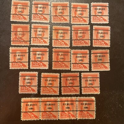 Orange Postage Stamps Crafting 23 Scott 1030 Franklin Des Moines Iowa Precancels - Image 1 of 4