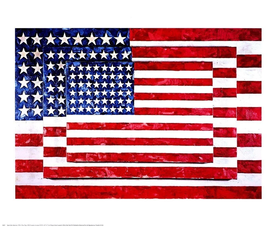 Póster de bandera estadounidense con impresión artística de Three Flags de Jasper Johns 22x27 Foto 1 de 1