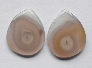 38.70 Cts Natural Solar Eye Agate (27mm X 22.6mm Each) Cabochon Match Pair - Picture 1 of 3