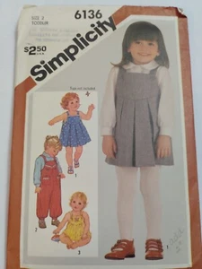 Overalls Romper Dress Sun Sundress Girls 2 2T Simplicity 6136 Sewing Pattern Cut - Picture 1 of 8