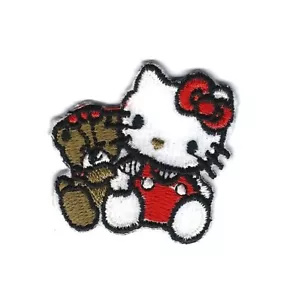 1.5X1.5" HELLO KITTY teddy bear IRON ON / SEW ON PATCH cat red bow Kitty White - Picture 1 of 1