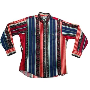 Vintage 90s Wrangler Western Hemd Herren 17 Aztec Cowboy X Long Tails Southwest - Bild 1 von 6