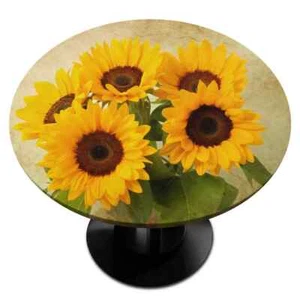 Sunflower Round Fitted Tablecloth Flower Floral Round Table Cover with Elasti... - Picture 1 of 8
