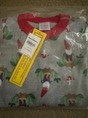 Hanna Andersson 2 PC Pajamas PJ Set GNOMES Gray Red Size 120 cm US Sz 6-7 - Image 1 of 2