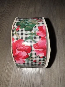 Vintage Lion Ribbon Co Impatiens Pink Floral Plaid Crafting Ribbon Spool 25 Yard - Picture 1 of 4